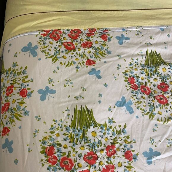 Vintage Morgan Jones Floral Bedding Red Poppies “ with Blue Accents queen - Picture 5 of 5
